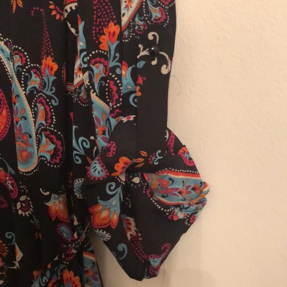 Nanette Lepore black teal print dress Size 14 - Picture 5 of 10